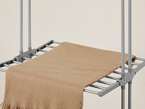 SONGMICS Clothes Drying Rack 3-Tier, Foldable Laundry Drying Rack 58.3-Inch Tall, Stainless Steel, Rolling Clothes Horses, Cloth