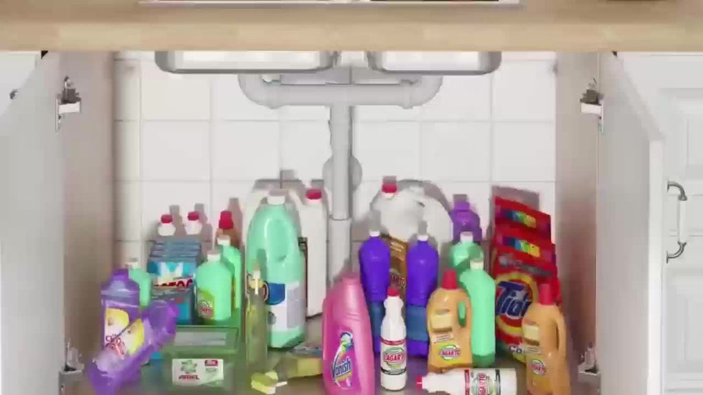 Two-Level Organizers for Under The Sink - Featuring a Sliding Pull-Out Shelf