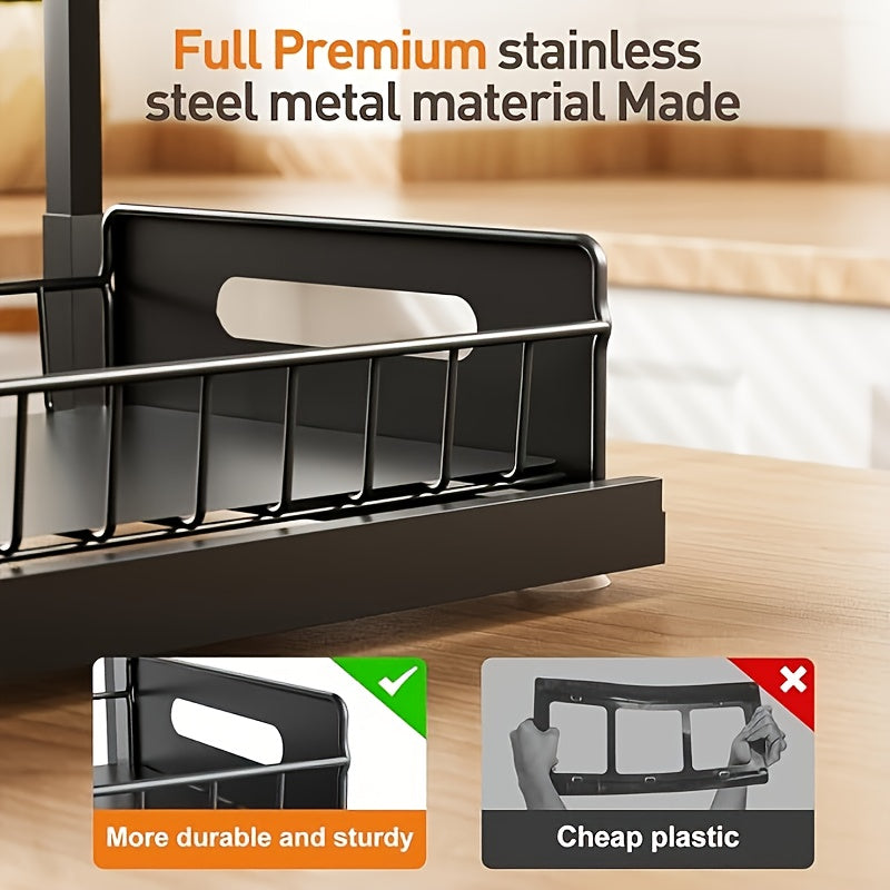 Two-Level Organizers for Under The Sink - Featuring a Sliding Pull-Out Shelf