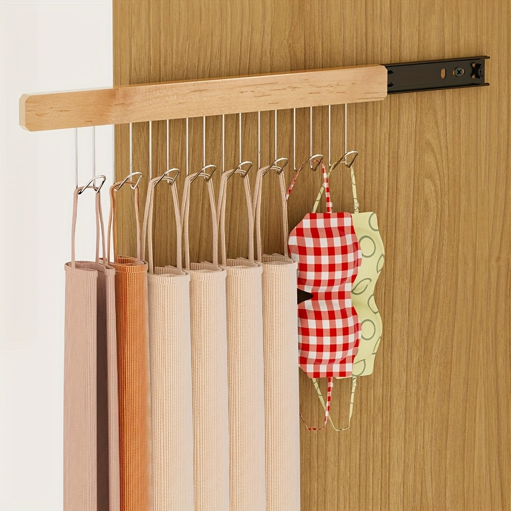 Pull-Out Sliding Hanger for Closet - Space-Saving Organizer with 12 Hooks