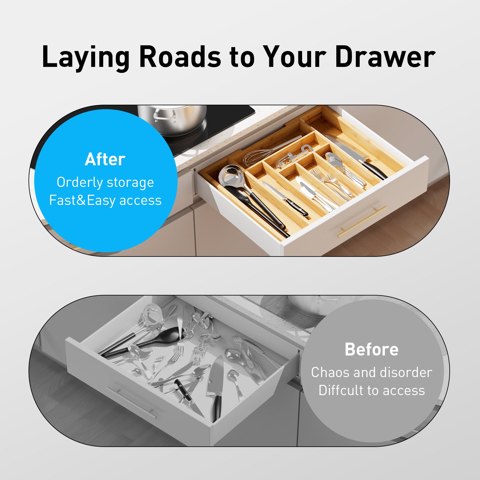 Bamboo Expandable Drawer Organizer