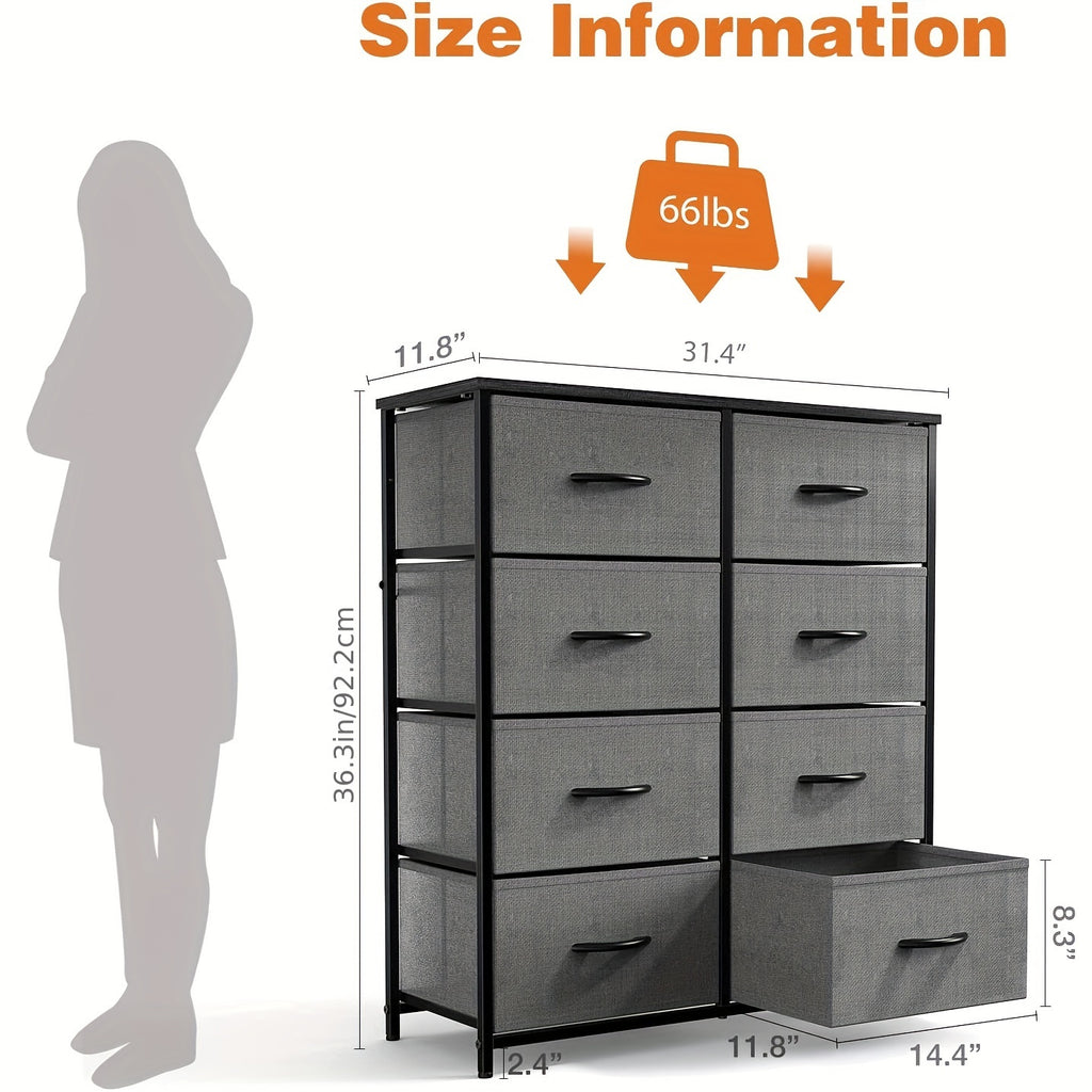 Large 8-Drawer Storage Dresser – Fabric Drawers with Steel Frame (Bedroom/Closet)